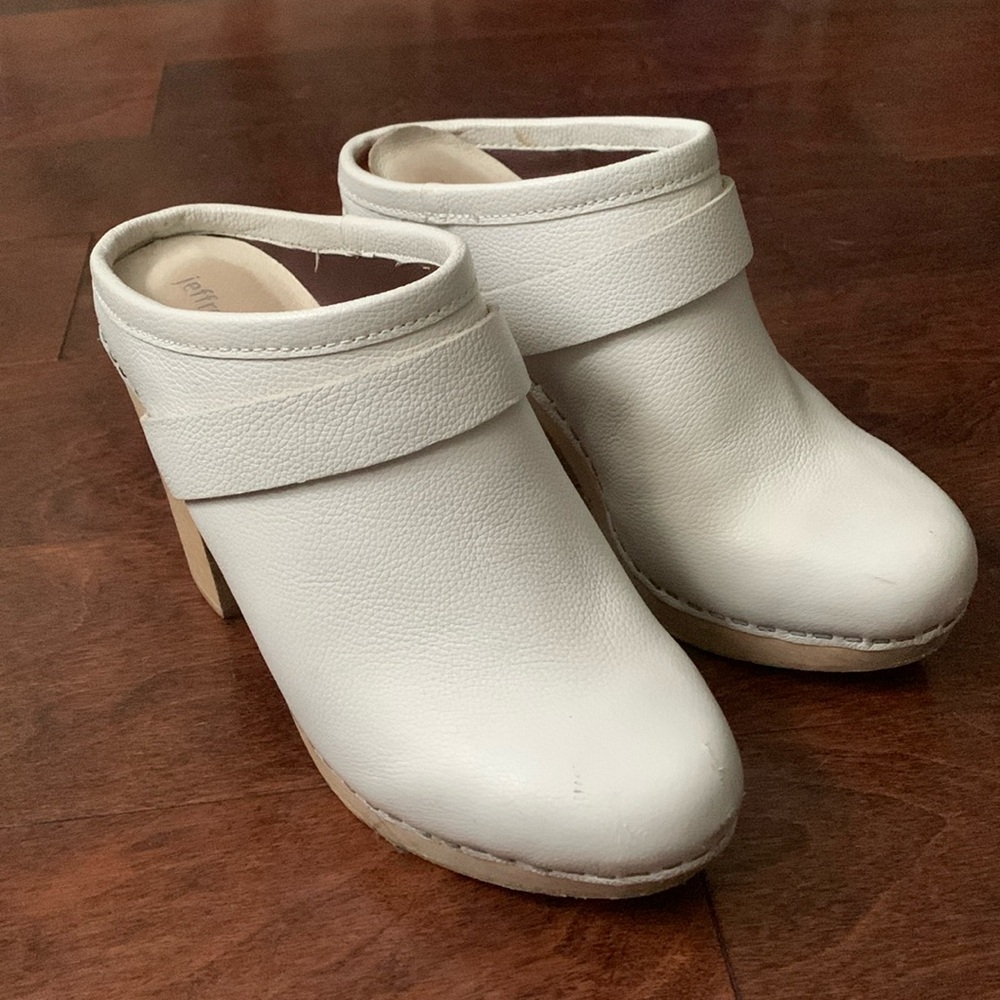 Mod white Jeffrey Campbell clogs
